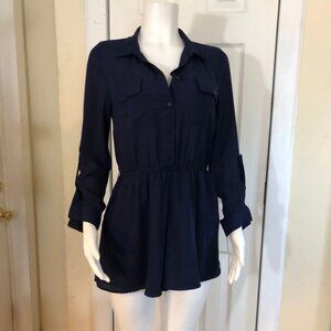 Charlotte Russe Long Sleeve Romper Color Blue Size M
